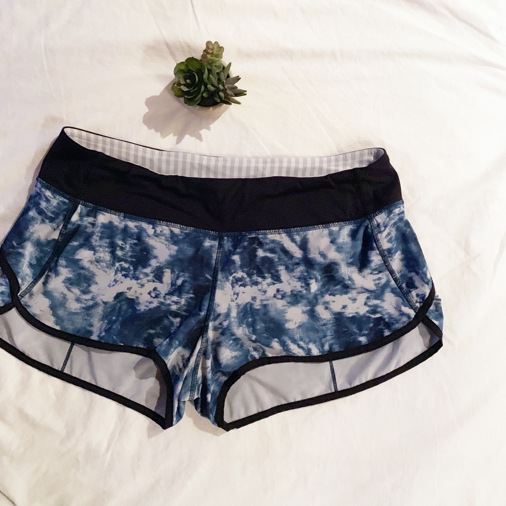 Lululemon Speed Shorts Blue and White Tye Dye